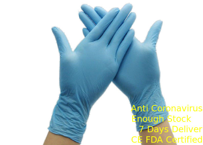 Sarung tangan sekali pakai tahan Slip biru, Sarung Tangan Steril Nitrile Operasi fleksibel pemasok